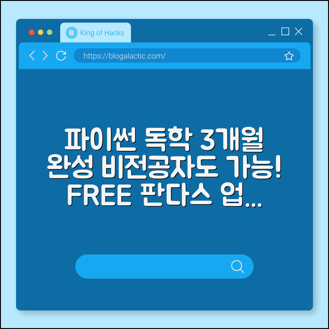 파이썬 독학 로드맵 비전공자도 가능한 3개월 커리큘럼 (코딩 무료 강의, 판다스 라이브러리, 업무 자동화)
