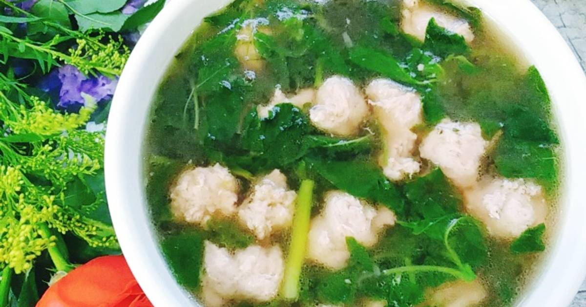 Canh rau dền mồng tơi nấu mọc