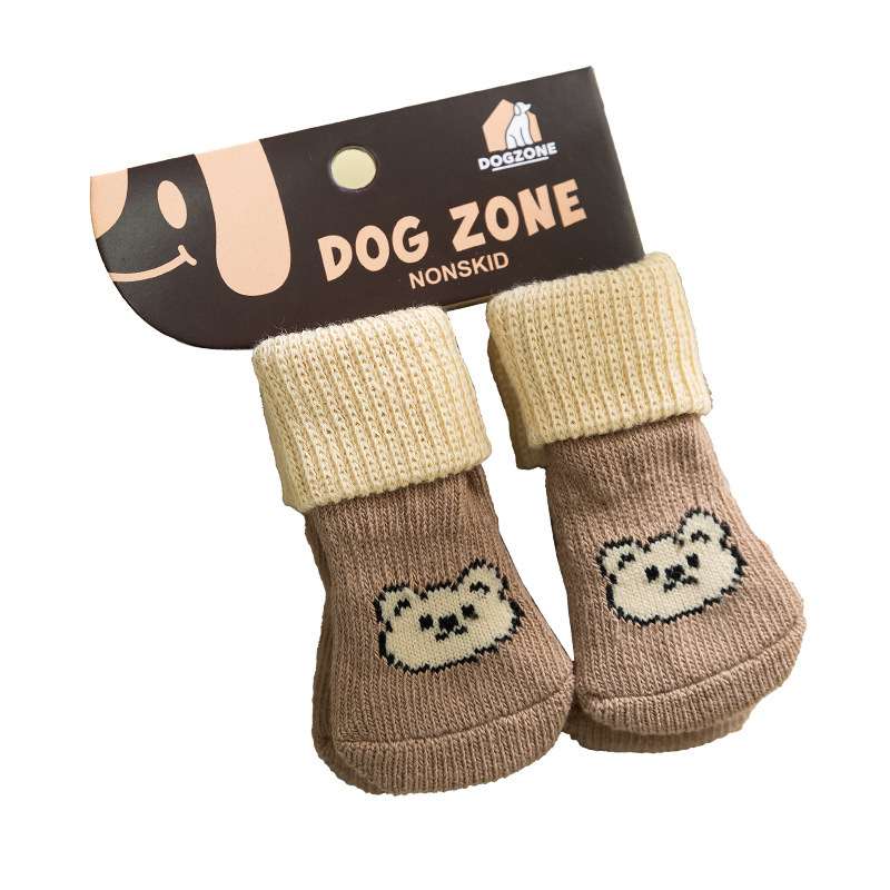 Dog socks, cotton, 4-piece set, non-slip