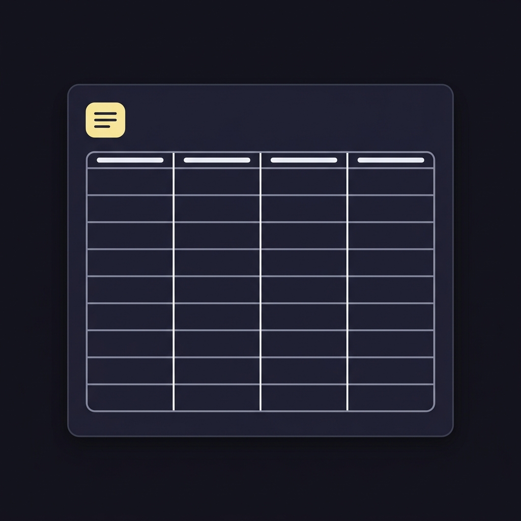Minimalist 2D vector notebook style spreadsheet with four empty columns for opening line moved line closing line and notes and an accent badge indicating reverse line movement tracking on dark Funded Plays background