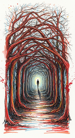 Watercolor Tree Tunnel Path
