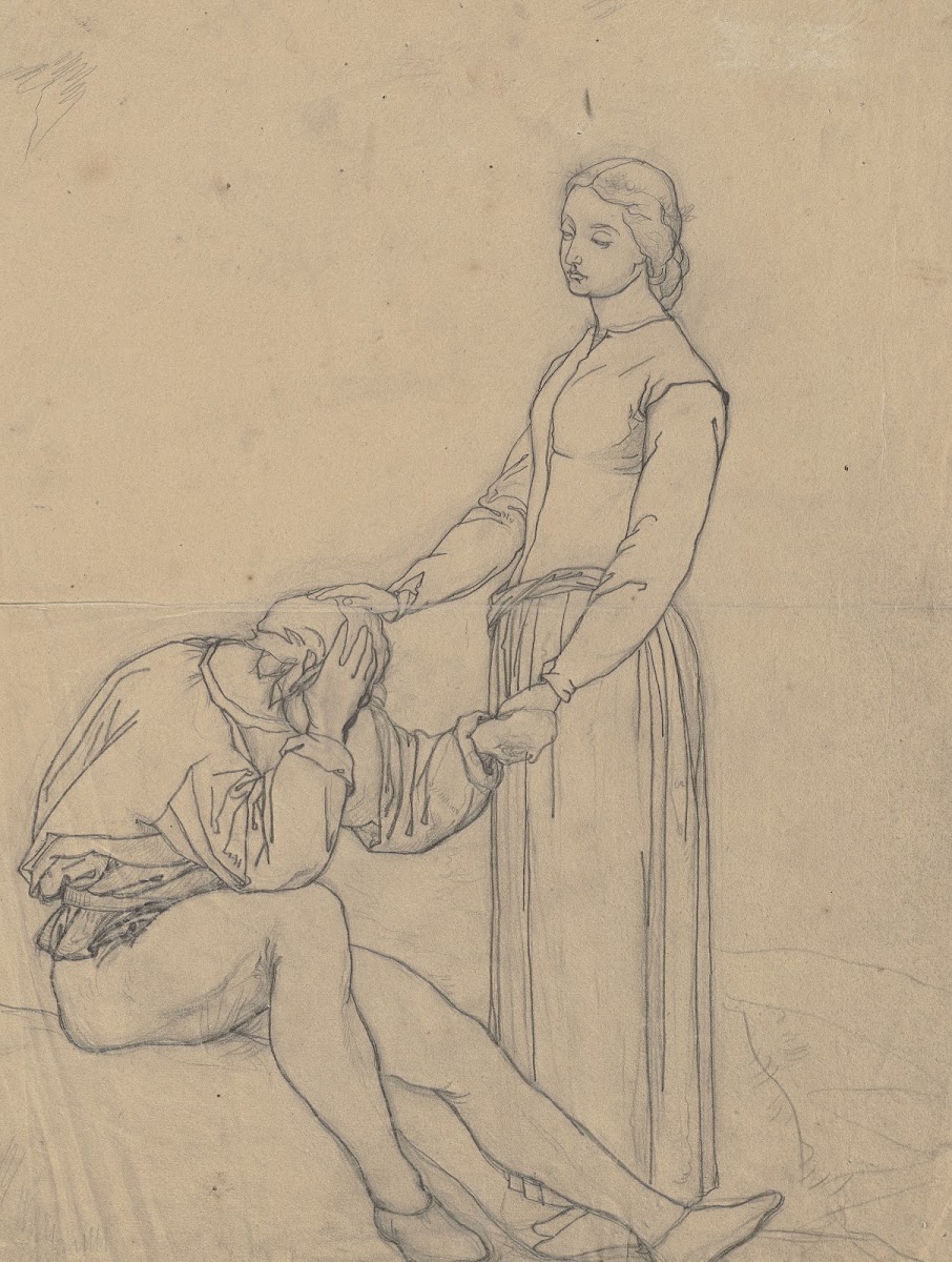 Sitzender Mann aus Trost Abschied ca 1856