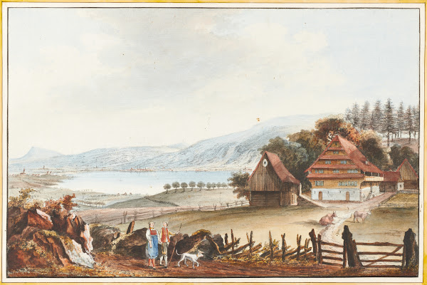 Vue de Lac de Zug près de Buonas dans le Canton de Zug 1915 1945