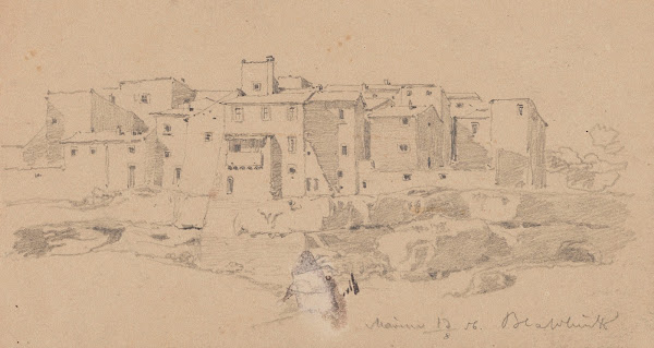 Houses on a Rock Cliff in Marino 1856