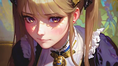 Anime, Girl, Portrait, Blond, Pigtails 4K Wallpaper Background