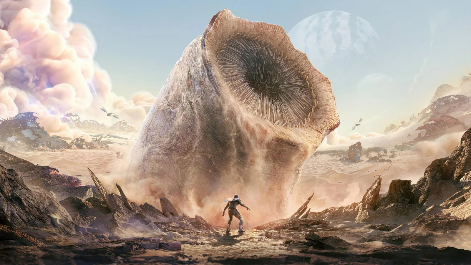 Giant Dune Sandworm On Arrakis - Epic Sci-Fi Art 4K Wallpaper (3840x2160)