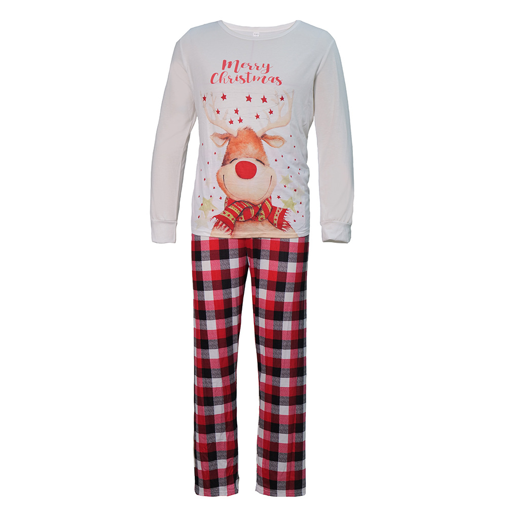 Family Pajama Set with Animal and Plaid Patterns