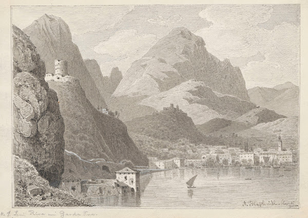 Lake Garda with ruins of a Venetian castle on Monte Rocchetta 1854   1880