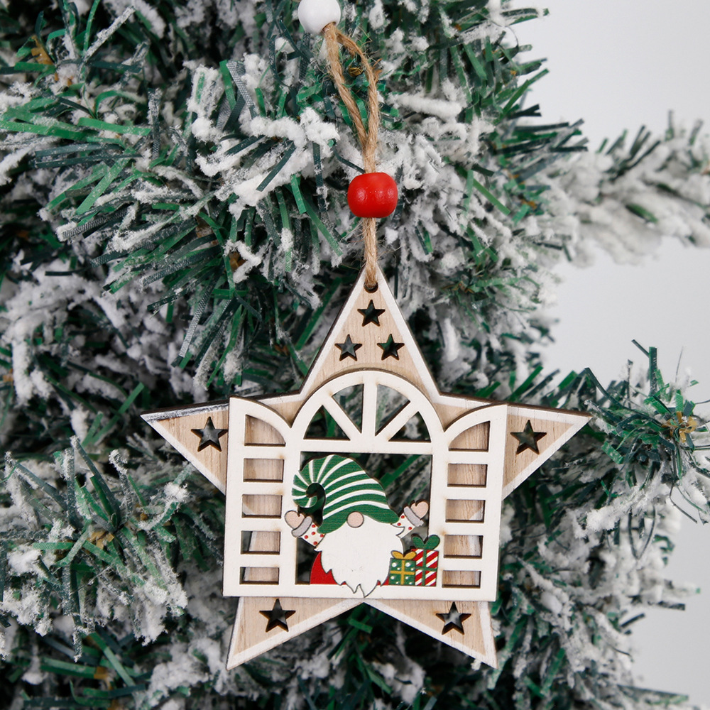 Decorative Christmas Wooden Ornament with Gnome Motif