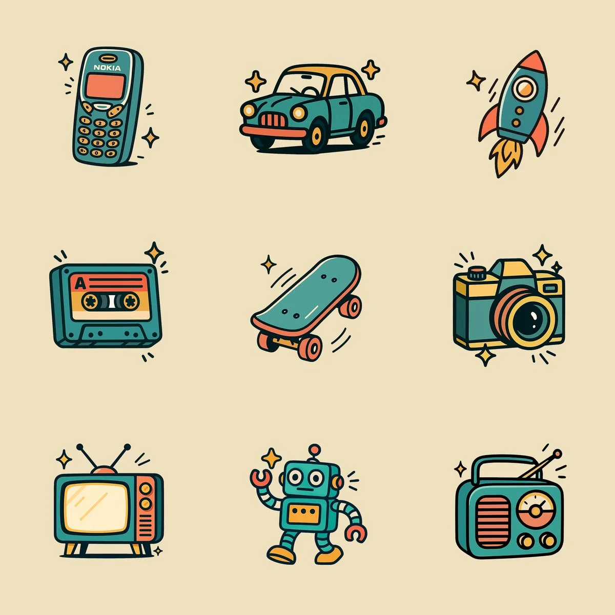 Ilustración de estilo de dibujos animados retro