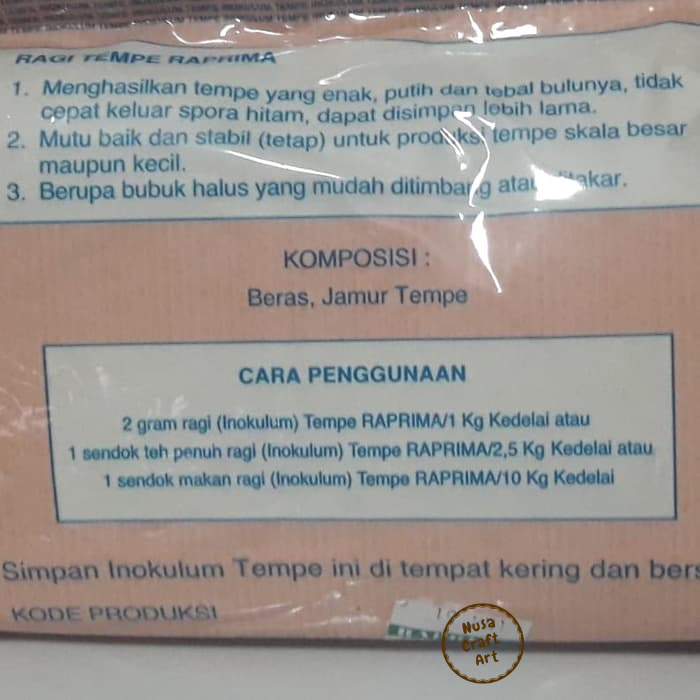 Alternative view of Raprima Tempe Starter Rhizopus Oligoporus Inoculum Protein Vegan Alternative