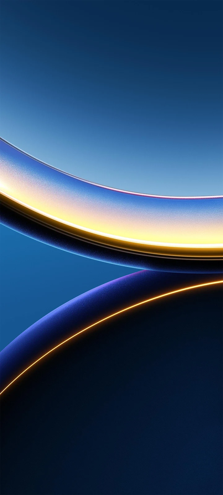 Abstract Blue and Gold Curves - Digital Abstract Art 2K iPhone Wallpaper (1440x3200)