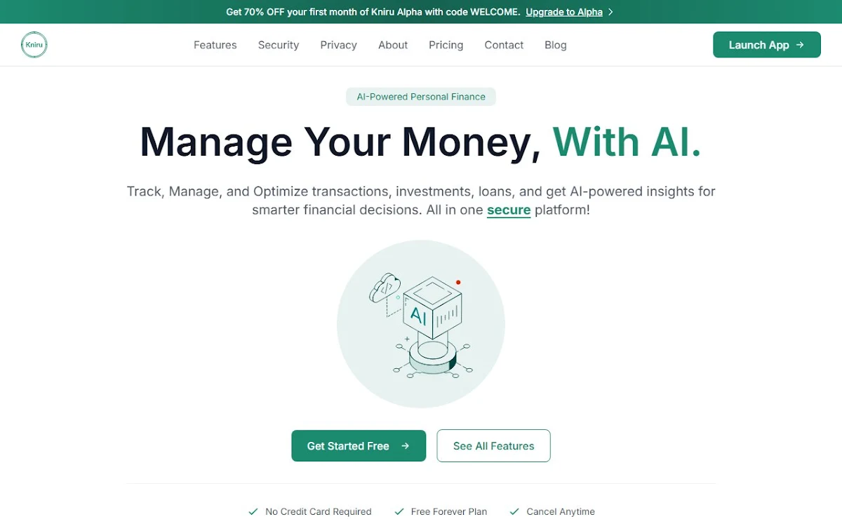 Captura de Kniru: AI-Powered Finance