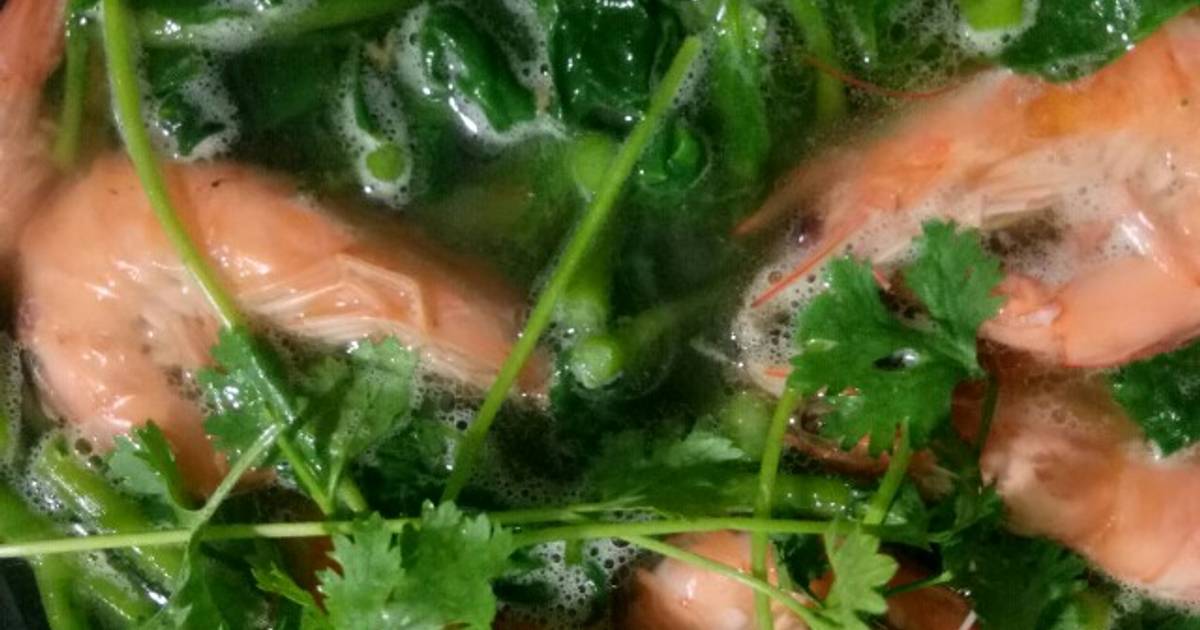 Canh rau mồng tơi với tôm