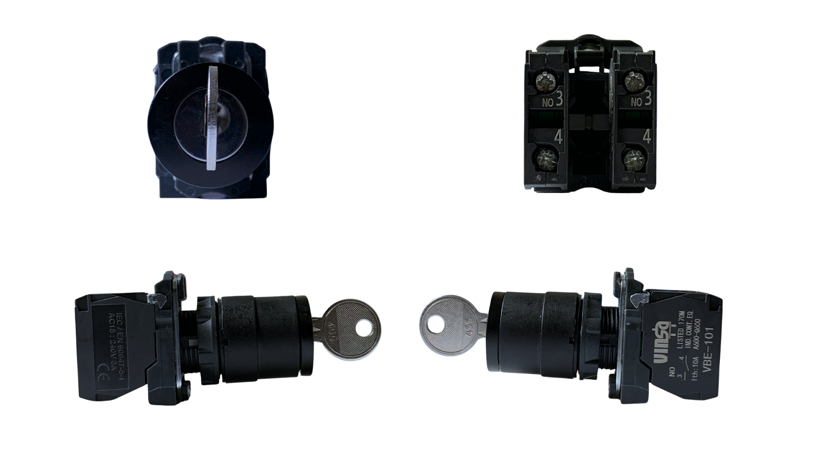 Key Selector Switches 3 momentary  positions R, L maintained Black 1N/O + 1N/O