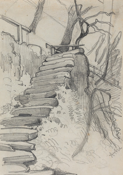 Flight of Stone Steps in a Garden