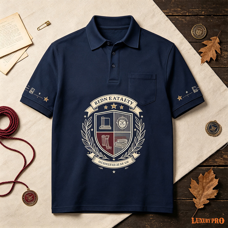 AOP HNH Polo with Lapel Buttons and Pockets