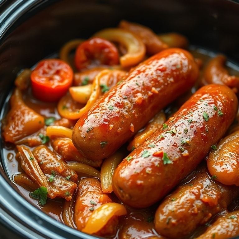 Slow Cooker Italian Sausage with Peppers and Onions Recipe – Easy One‑Pot Family Dinner
