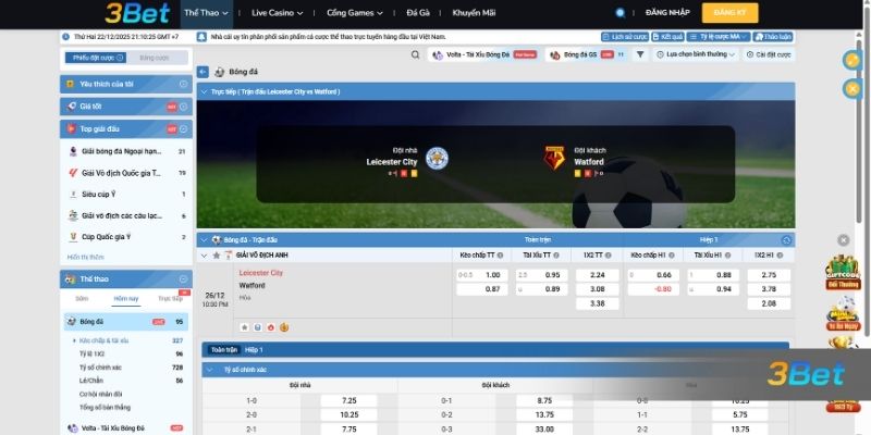 Tỷ lệ kèo Leicester vs Watford 22h00 ngày 26/12/2025