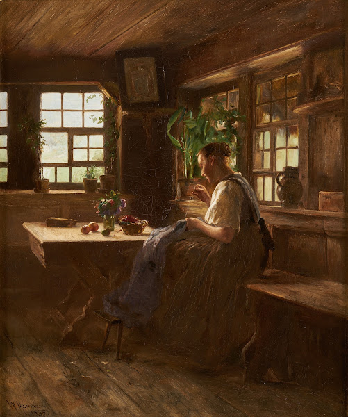 Gutach Girl in a Sitting Room Sewing 1885
