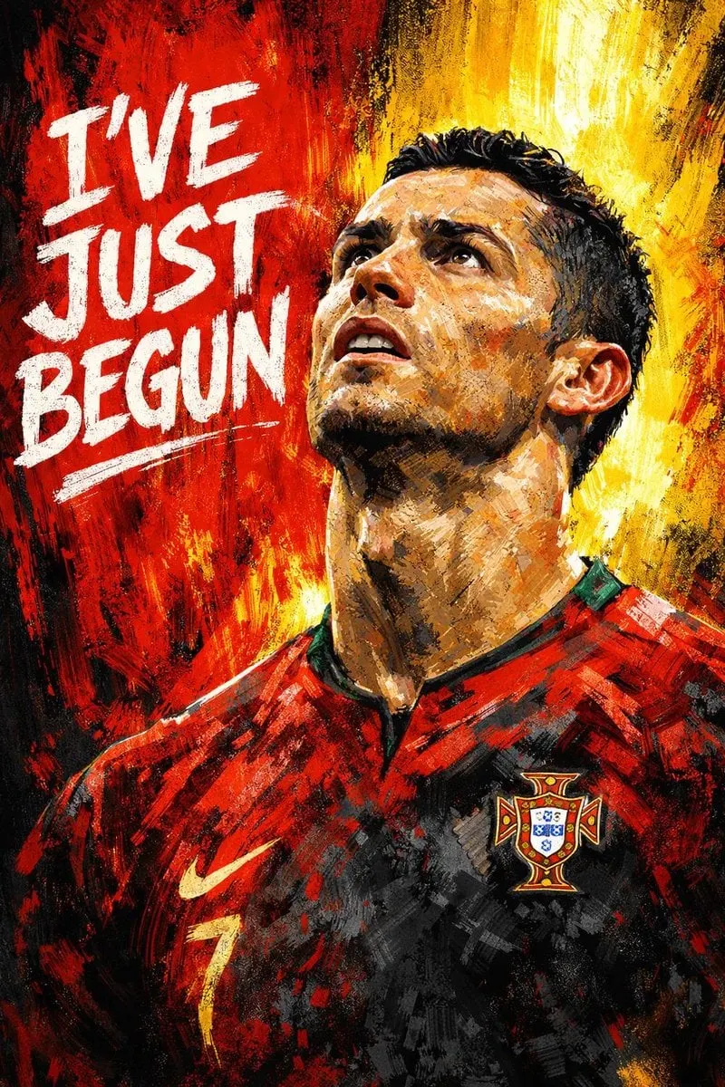 Crea un retrato dramático, al estilo de una pintura digital, de un futbolista masculino mirando hacia arriba con determinación...