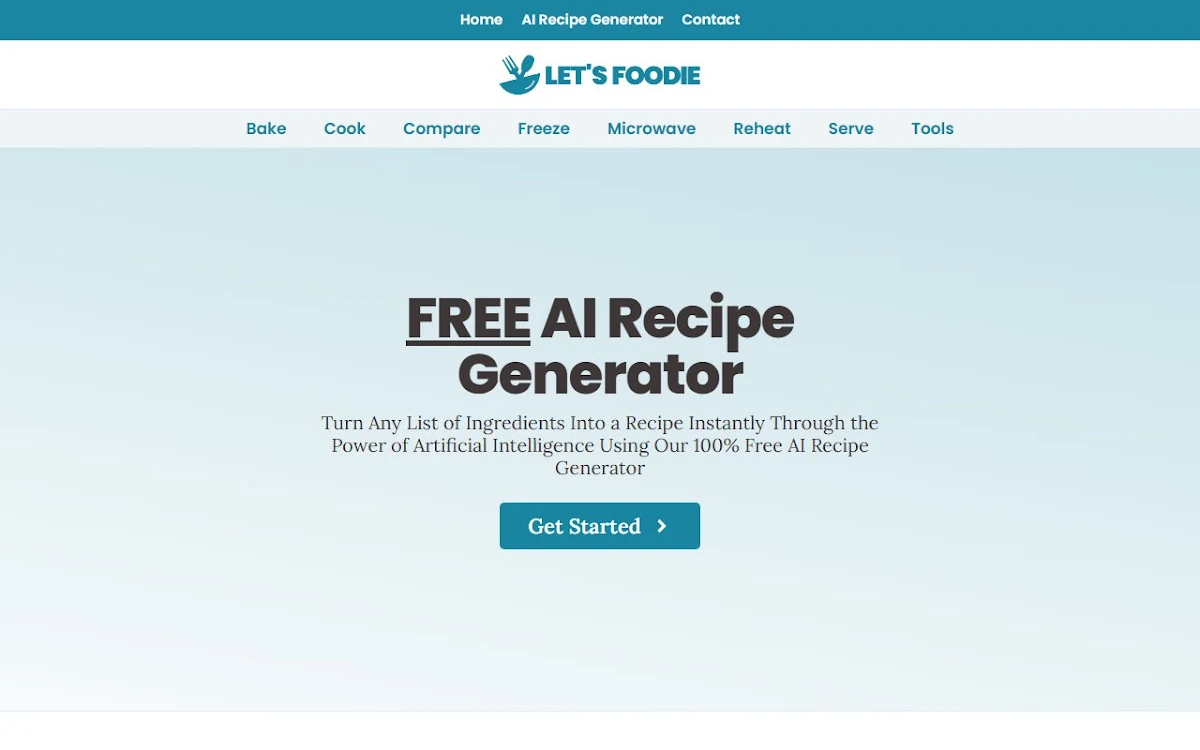 Captura de Recipes By AI