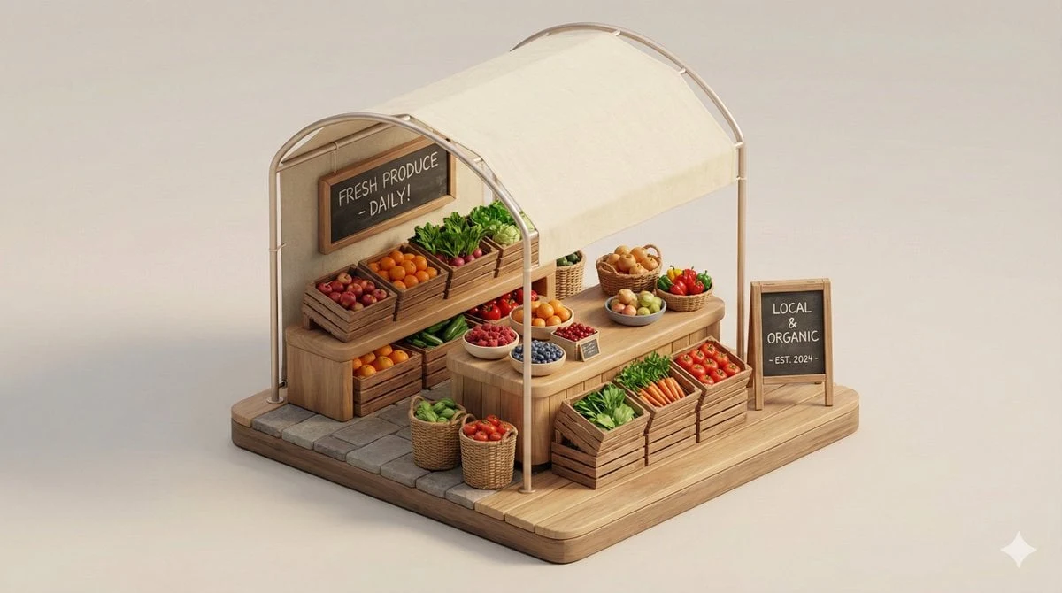 Un diorama isométrico 3D limpio y minimalista de un [URBAN RETAIL TYPE], que incluye un [CONTADOR PRINCIPAL / OBJETO DE EXHIBICIÓN]...