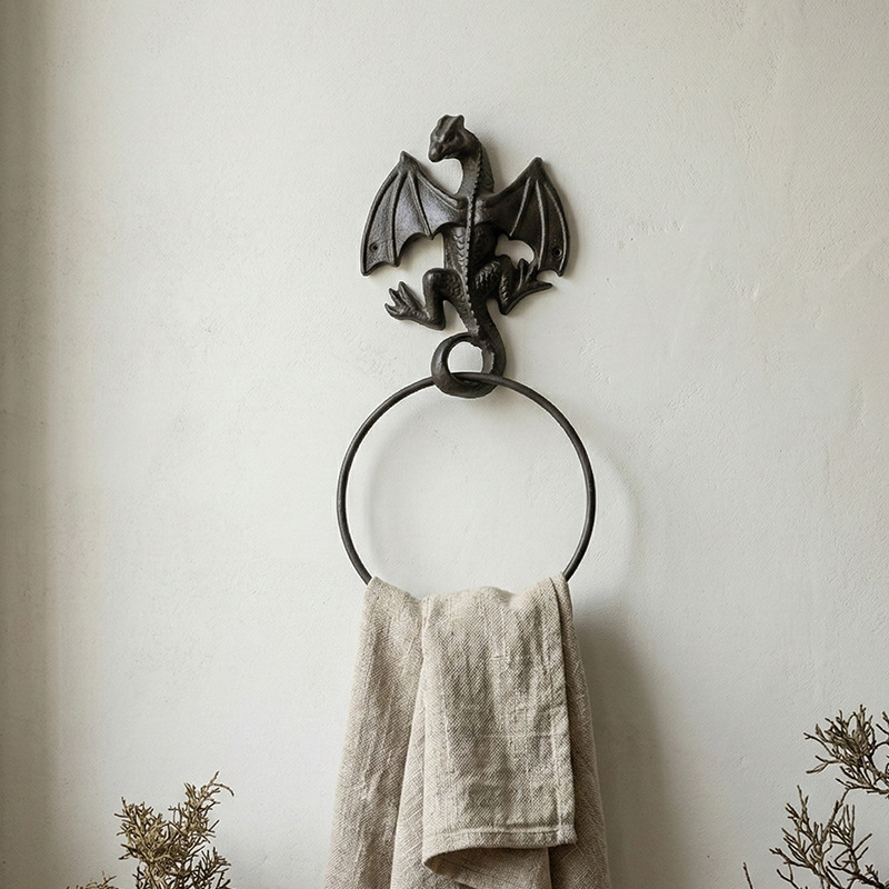 Gusseisen-Handtuchhalter Drachenform, schlicht