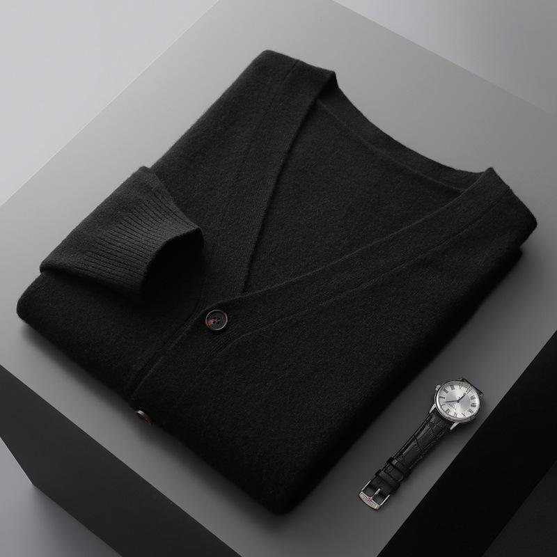 Men's cardigan with V-neck, wool