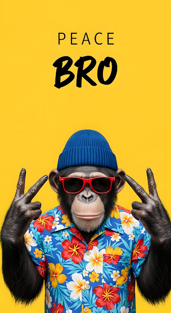 Retro Monkey in Hawaiian Shirt Pop Art - Free mobile Wallpaper
