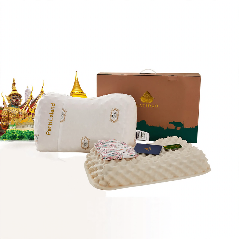 Natural latex pillow with massage structure, gift set