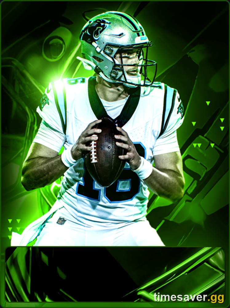 Madden NFL 27 Ultimate Team 86 OVR Haynes King Team of the Week quarterback card in a Carolina Panthers uniform