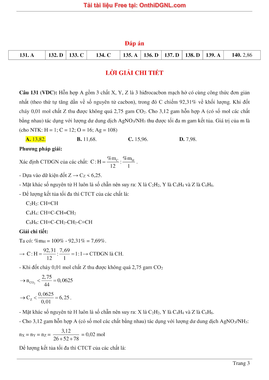 260 bài tập môn Hóa học - Ôn thi ĐGNL ĐHQG Hà Nội Phần 10
