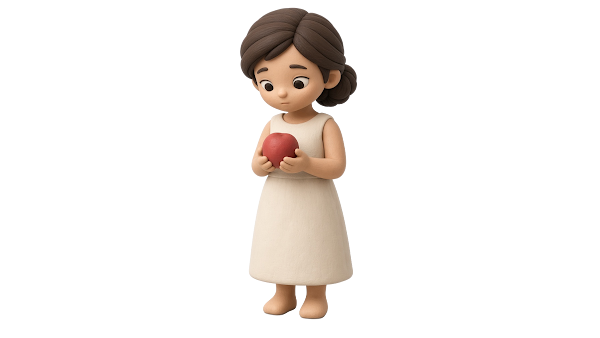 Eve looking at the fruit in her hands — Origin Bible Week 3 Forbidden Fruit free image