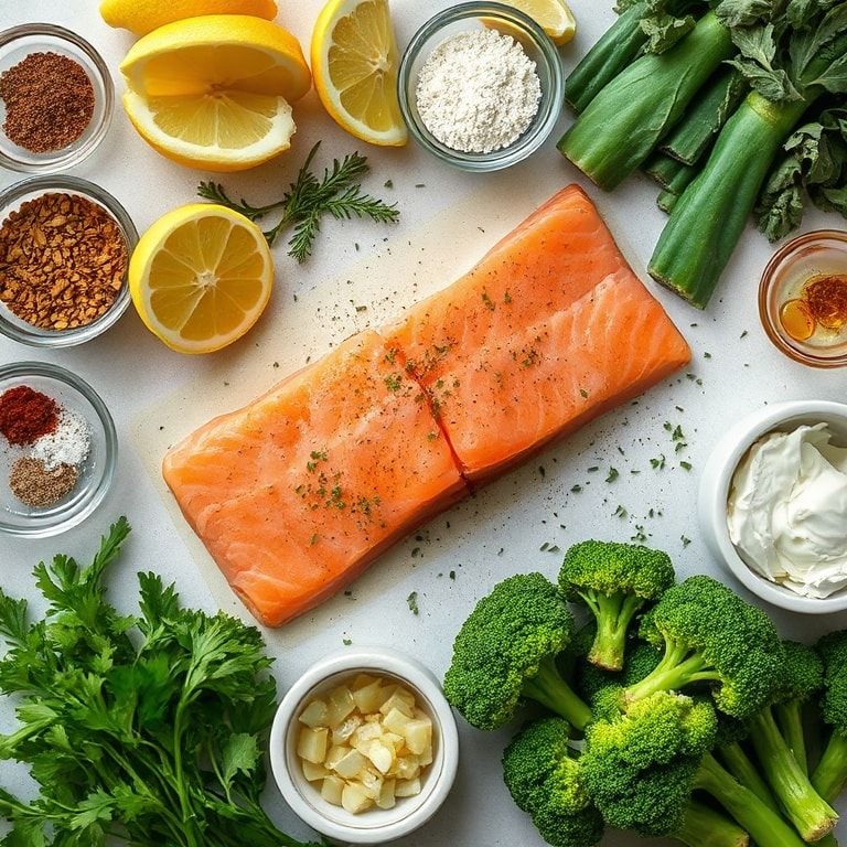 Ingredients for Lemon Butter Salmon with Crispy Potatoes & Broccoli – Quick & Easy Sunday Dinner