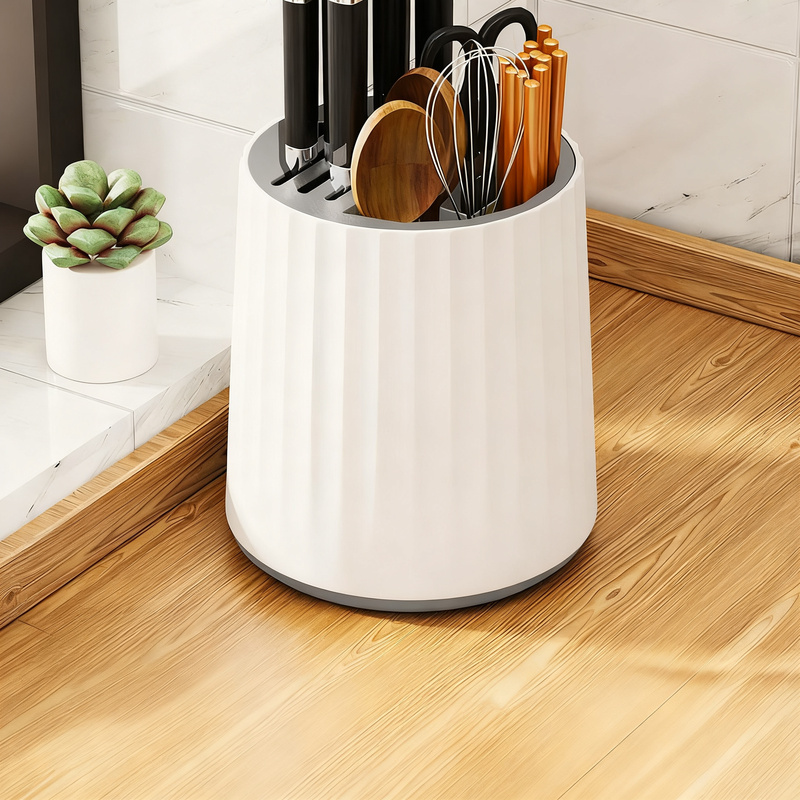 Rotatable Knife Block with Cutlery Compartment