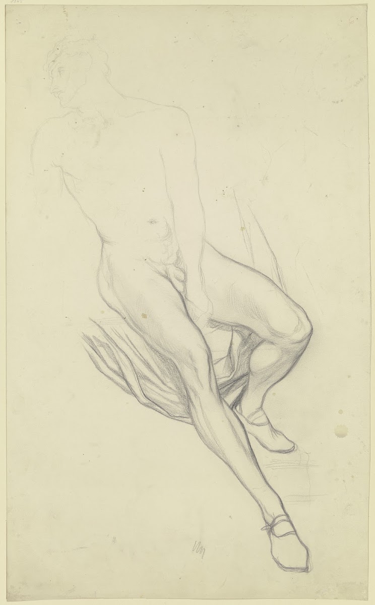 Hamlet als Akt mit Draperie aus Hamlet und Horatio auf dem Kirchhof ca 1868