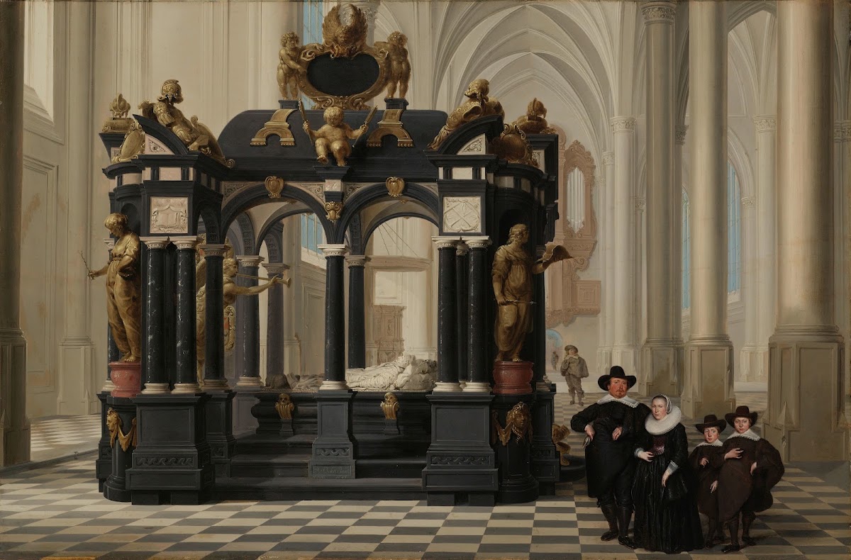 A Family beside the Tomb of Prince William i in the Nieuwe Kerk Delft 1645