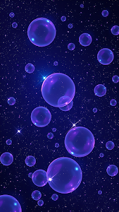 Cosmic Purple Spheres Floating in Starry Night Sky Art