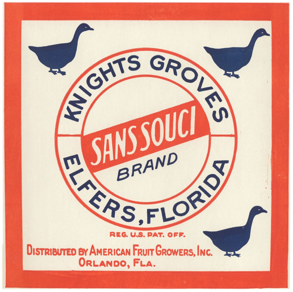 Sans Souci Brand Fruit Label 1930 1950