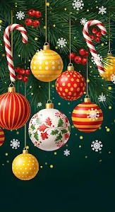 Festive Christmas Ornaments Pine Branches Candy Canes