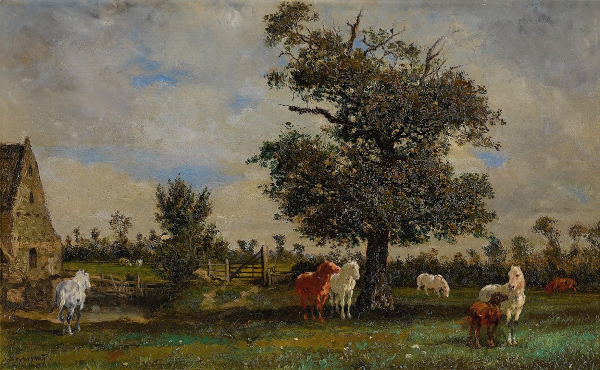 Chevaux Sous Un Pommier