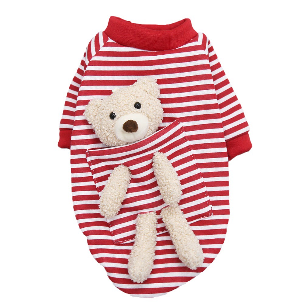 Fleece sweater for small dogs and cats with a striped pattern