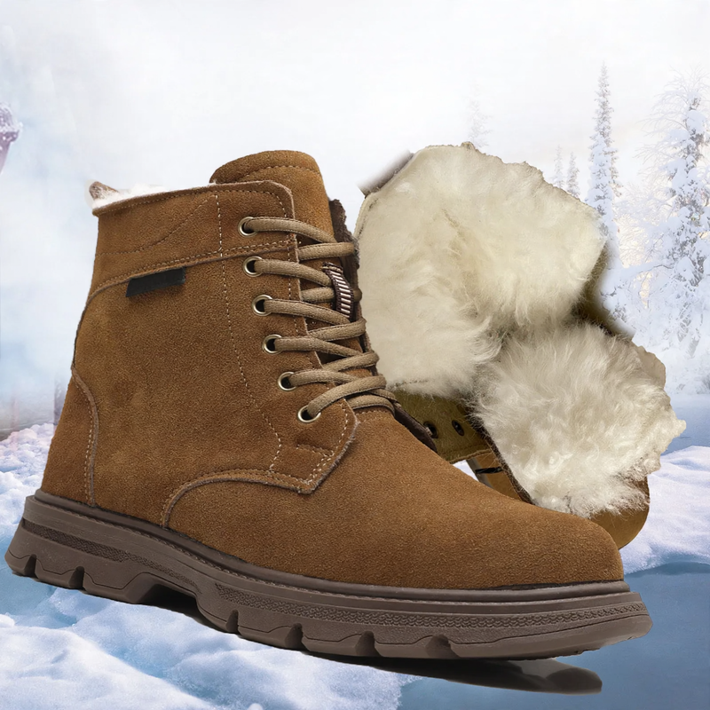 Men's winter boots, lined, lambskin, non-slip sole