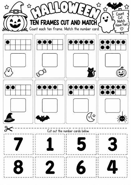 Halloween Ten Frames Cut and Match
