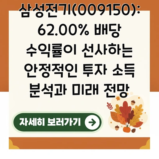 삼성전기(009150): 62.00% 배당 수익률이 선사하는 안정적인 투자 소득 분석과 미래 전망