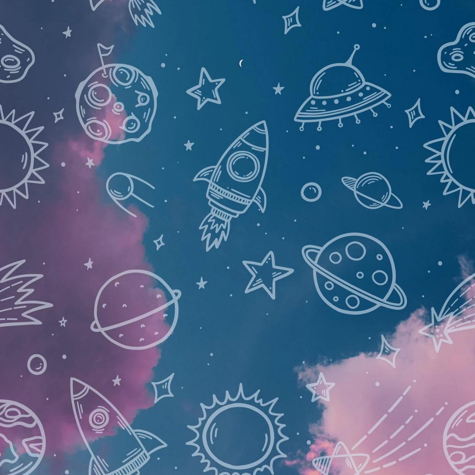 Download Space Doodle Cloud Pattern Full HD iPhone