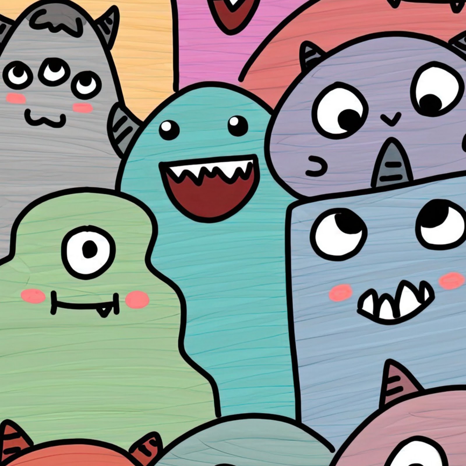 Download Cute Monsters, Cartoon, Digital Art, Illustration 2K iPhone