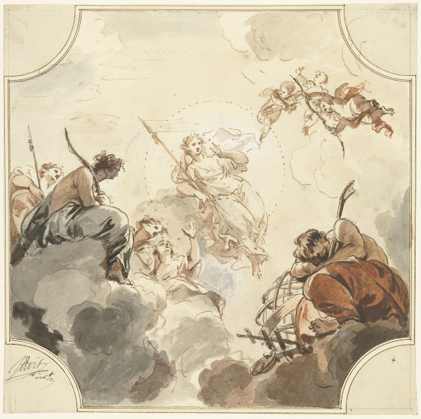 Ontwerp voor een plafondschildering met Diana en Endymion 1726