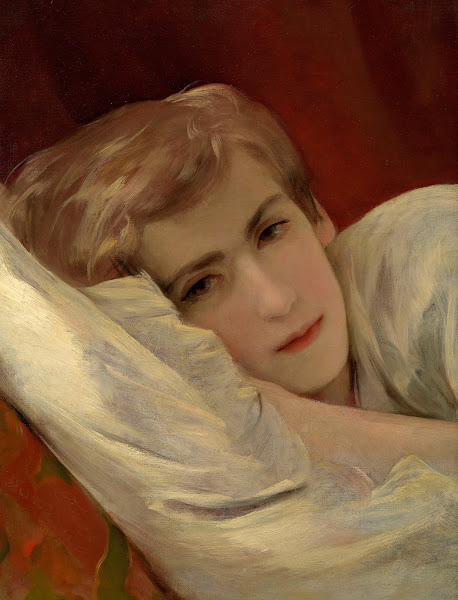 Friedrich Fritz Amerling auf dem Krankenbett Sohn des Künstlers 1850